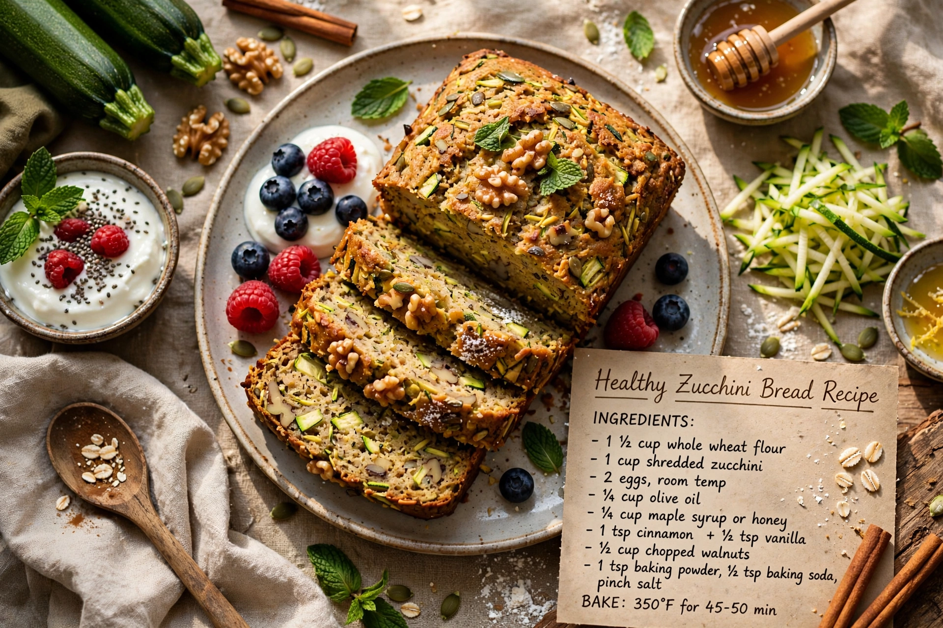 Healthy Zucchini Bread Recipe (Clean Eating, No Refined Sugar)
